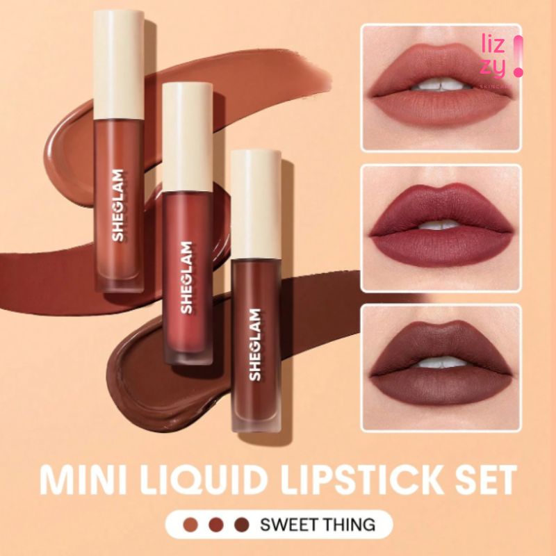 SHEGLAM Conjunto de Mini Labiales liquidos Mate Allure de 3 piezas Sweet Thing