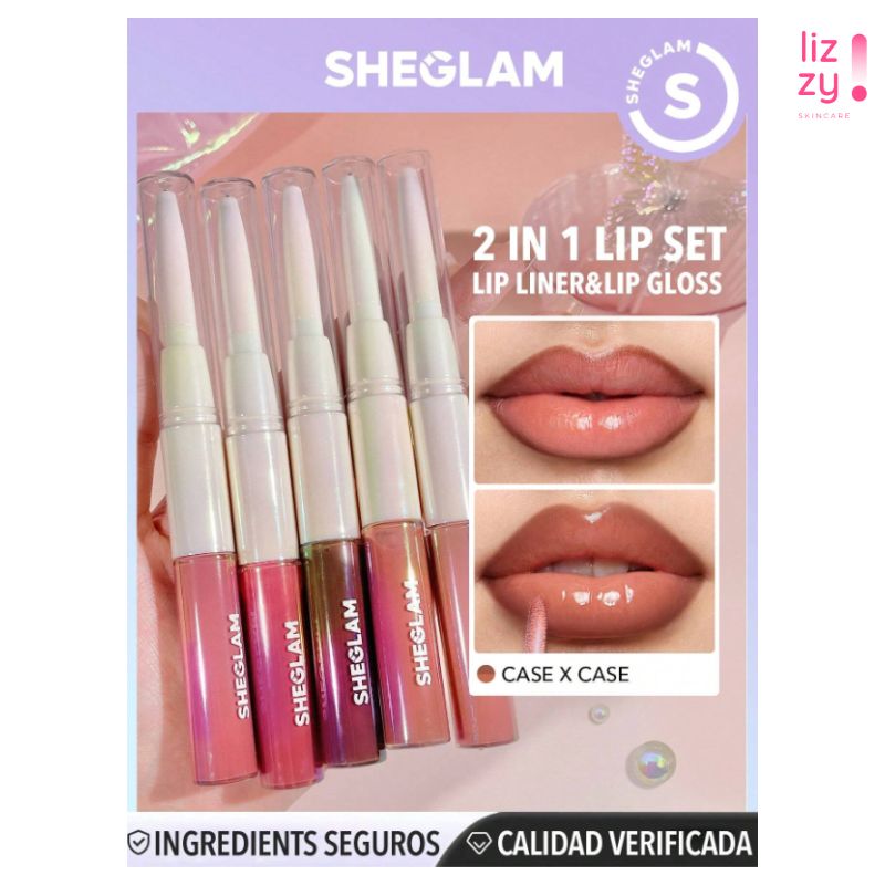 SHEGLAM Lapiz Delineador y brillo Lip Rules Case X Case