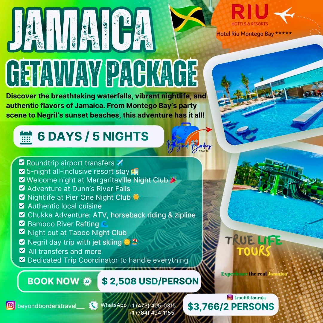 5-Night / 6-Day Jamaica Adventure Getaway Package 🇯🇲