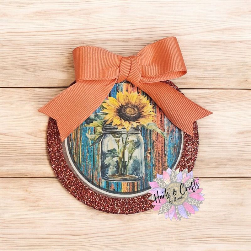 Sunflower Mason Jar Cardstock Round