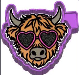 Highland Cow with Heart Glasses Mold