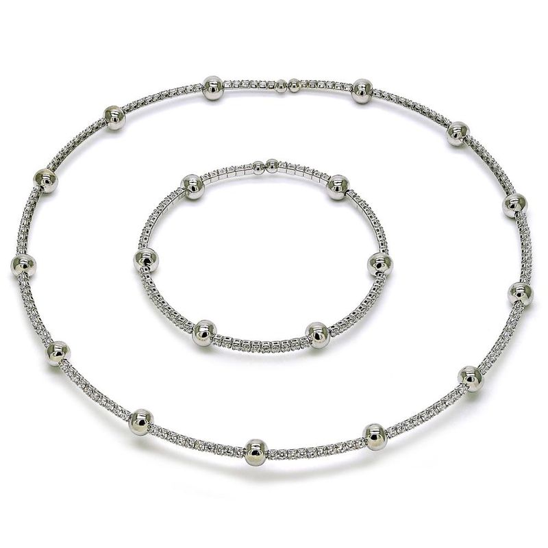 Silver tennis pearl necklace set