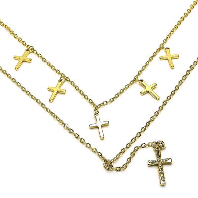 Double chain cross necklace