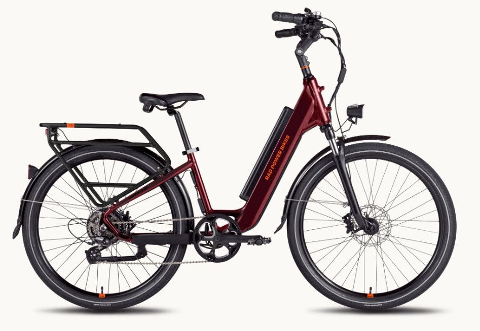 RadCity™ 5 Plus Electric Commuter Bike, Color: Burgundy Red, Style: Step-Thru