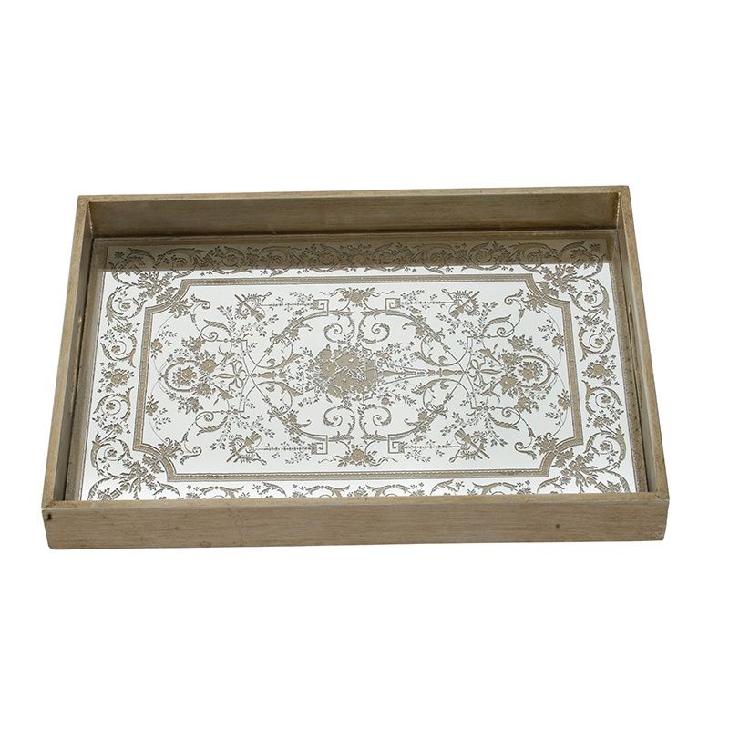 Rectangle Gold Etched Mirror Tray