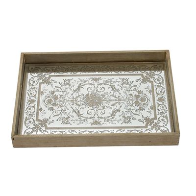 Rectangle Gold Etched Mirror Tray
