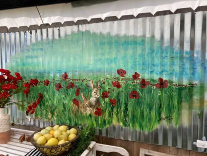 3 Piece Bunny Mural on Metal