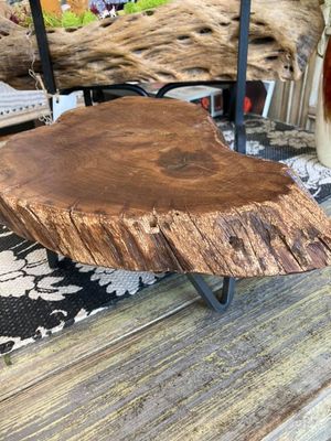 Wood Slab Pedestal w/ Metal Hair Pin Legs