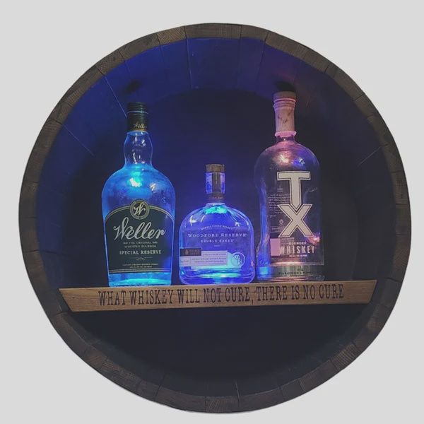 Whiskey Barrel Light Up Shelf