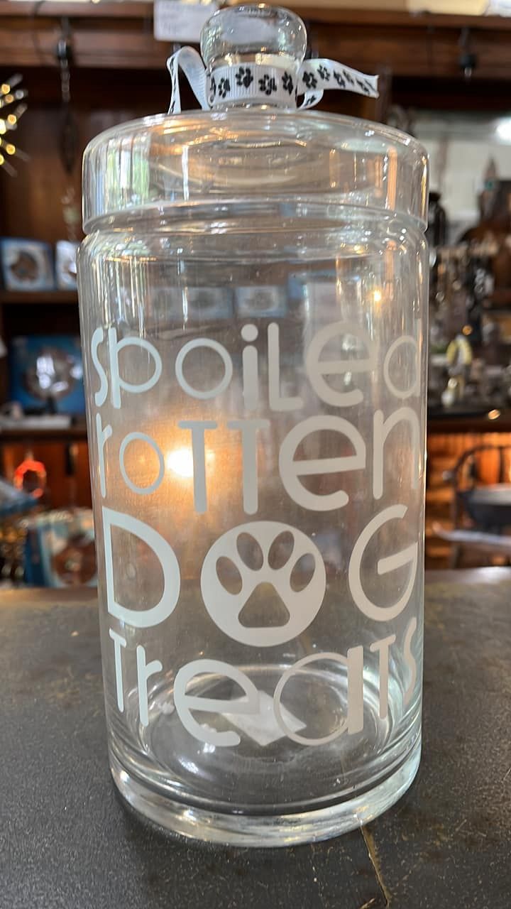 Large Dog Glass Treat Jar- A54035
