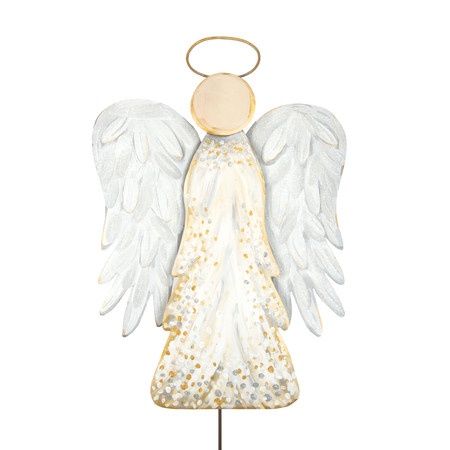 Large Gilded Metal Whtie Gold Angel