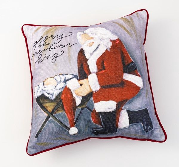 16&quot; Square Pillow, Santa Kneeling