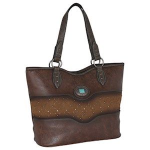 Ladies Tote Tonal W/ Studs and Concho
