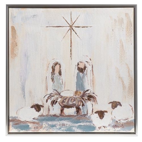 19.5&quot; Holy Family Framed Canvas Wall Art