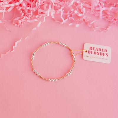 Beaded Blondes ILY Bracelet Gold w/Silver