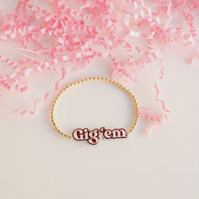Beaded Blondes Gig Em Bracelet