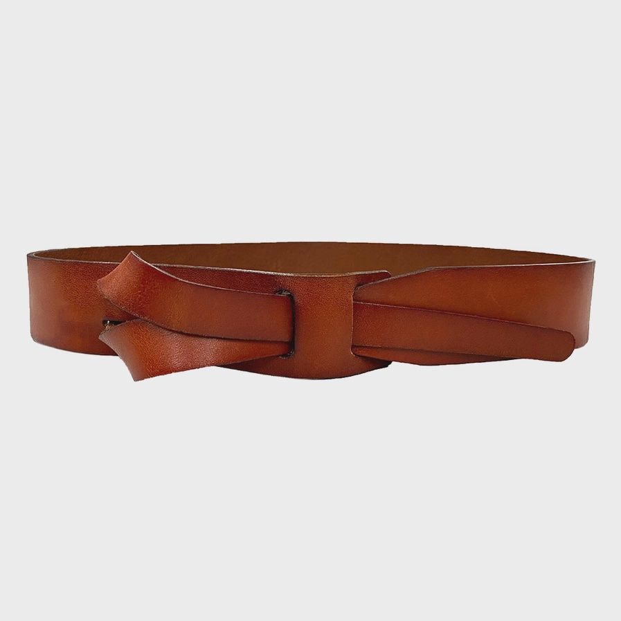 Freshwater Tan Genuine Leather Knot Belt- 4 hole