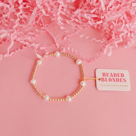 Beaded Blondes Kate Pearl Gold Bracelet