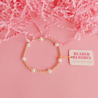 Beaded Blondes Kate Pearl Gold Bracelet