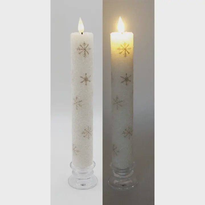 Thick Gold Snowflake Taper Candle