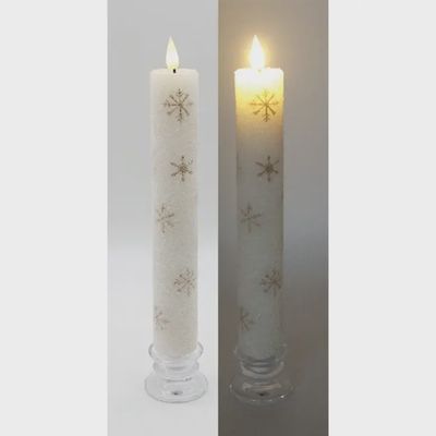 Thick Gold Snowflake Taper Candle