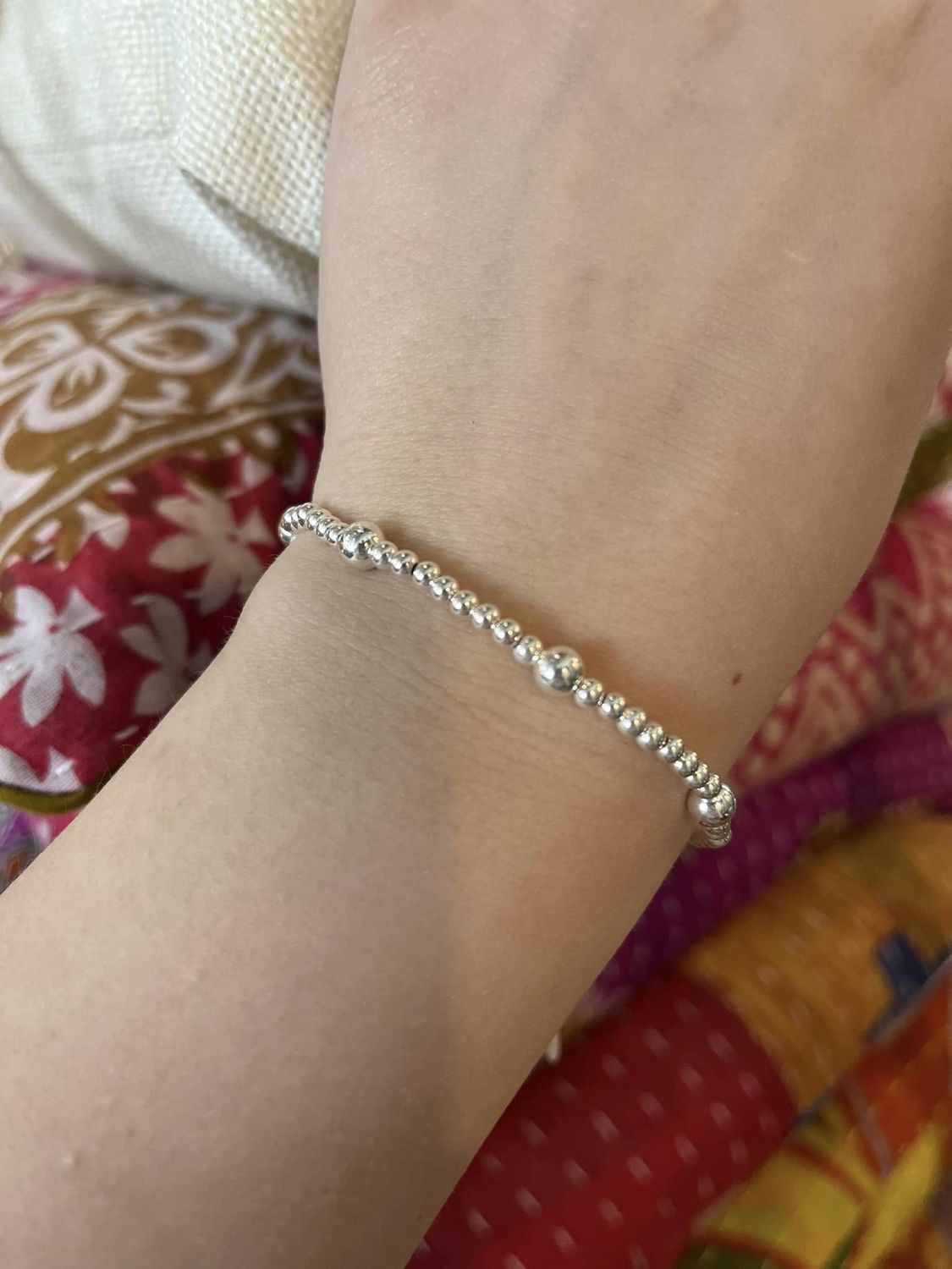 Beaded Blondes Olive Silver Bracelet