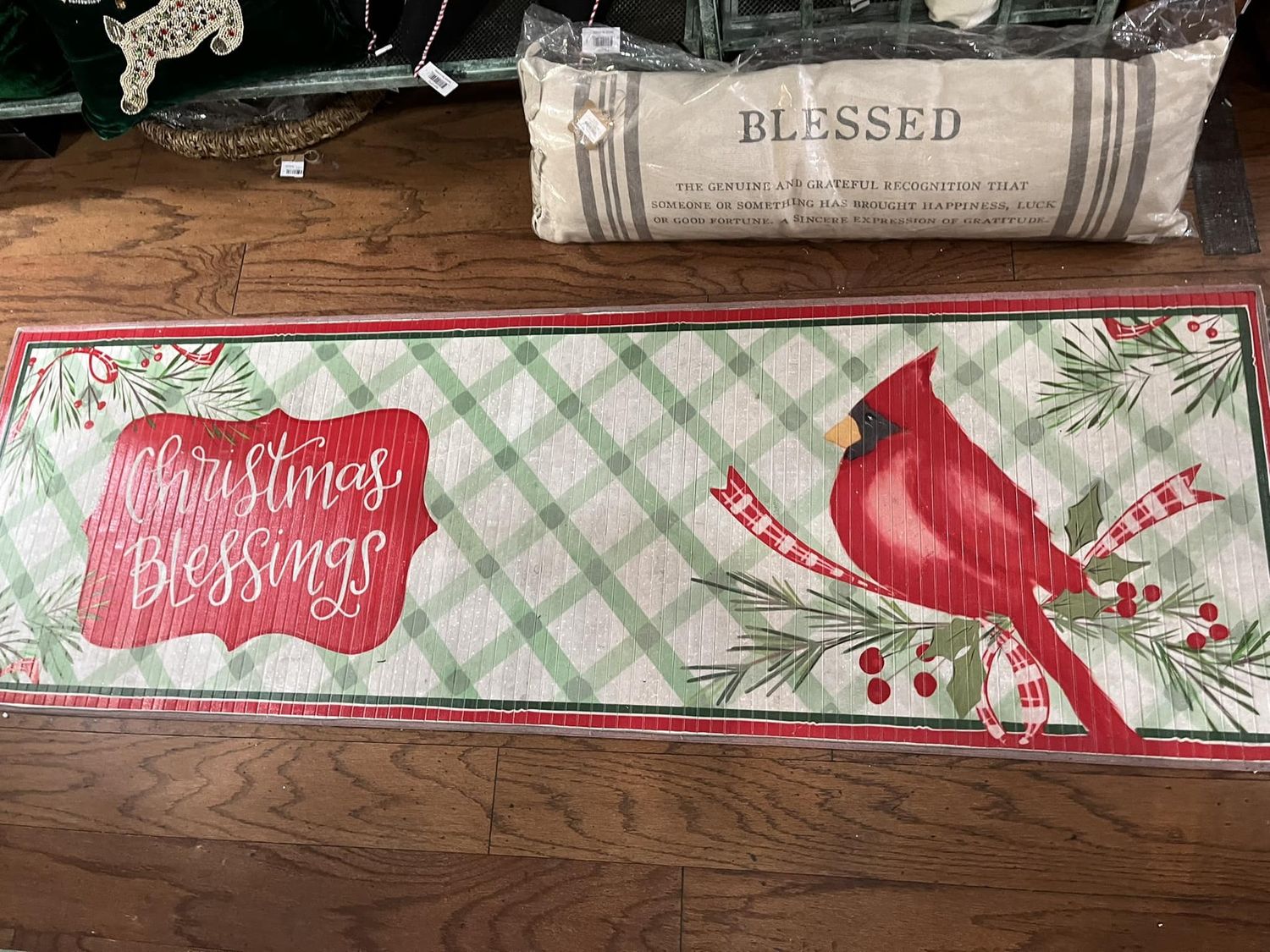 Christmas Cardinal Bamboo Runner Floor Mat