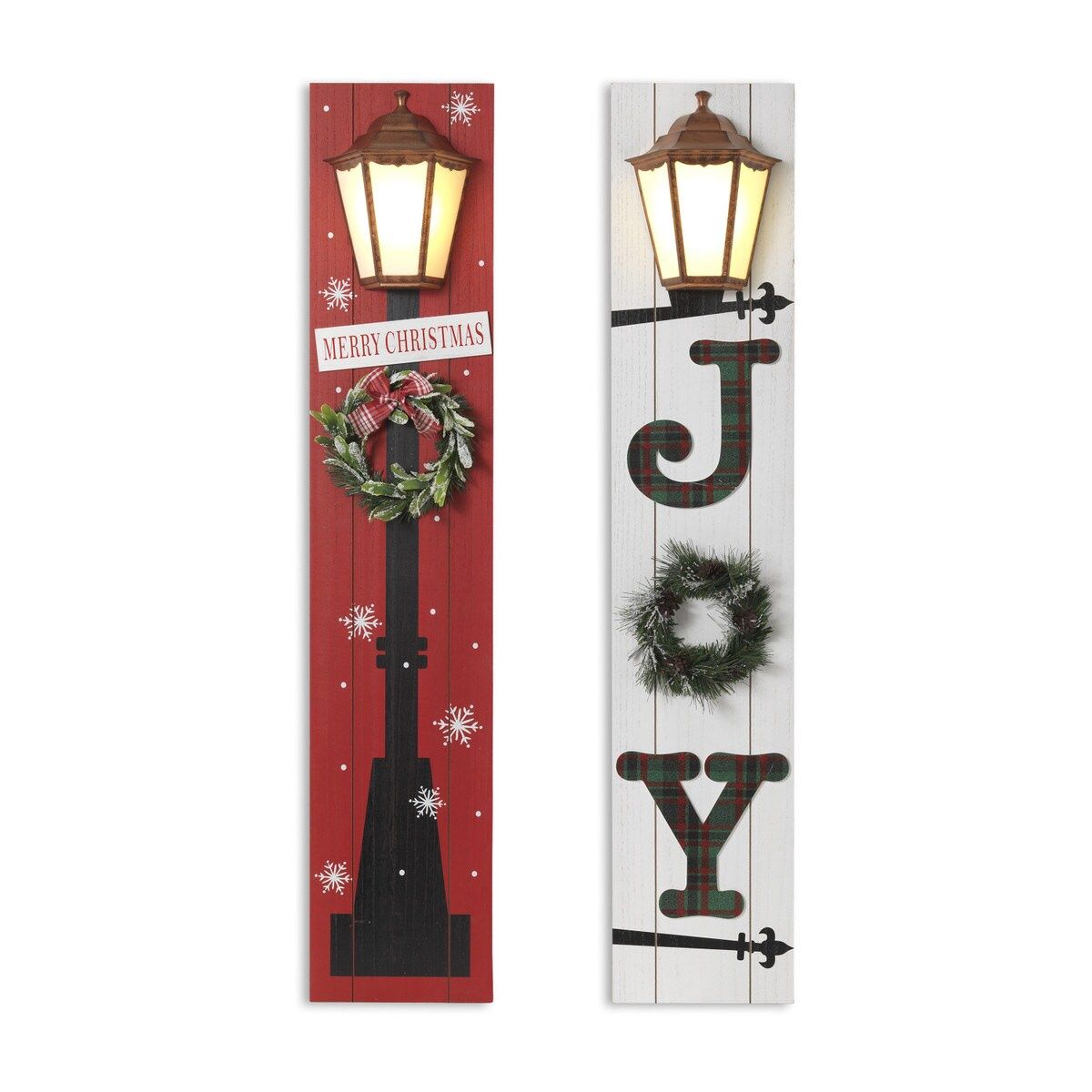 Lighted Wood Holiday Porch Sign