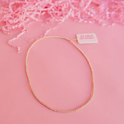 3mm Gold Beaded Necklace 18&quot;