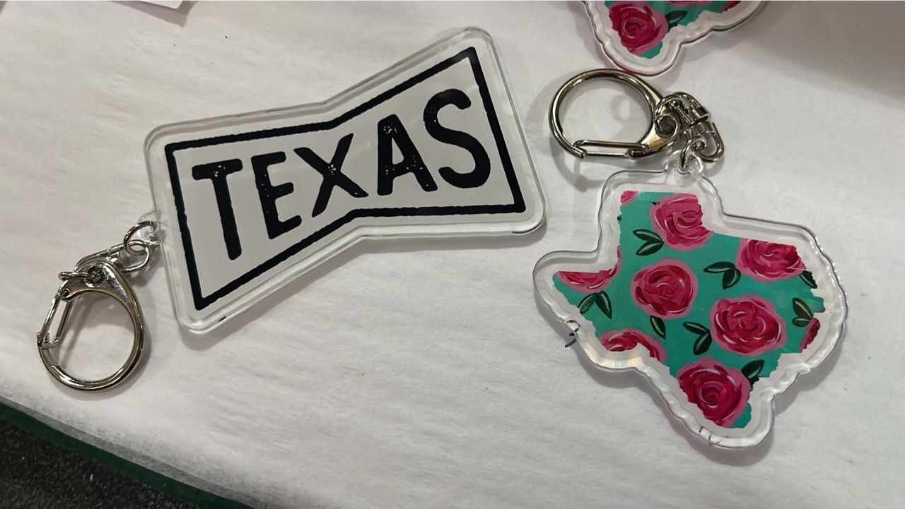 TX &amp; Rose Keychain