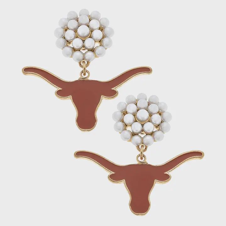 College Earrings, Colour: Longhorn Single Drop Earring