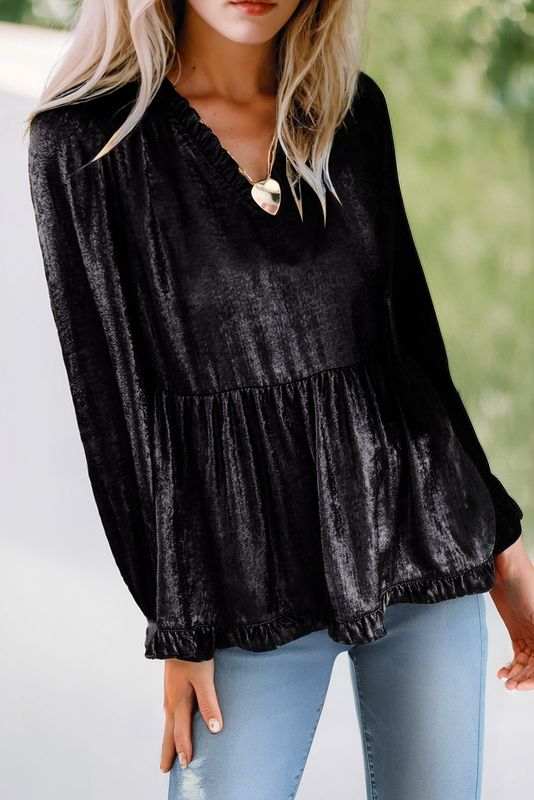 Metallic Babydoll Blouse