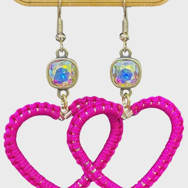Fuchsia Wrapped Heart Earring