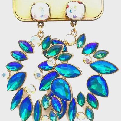 Blue Rhinestone Crystal Earring