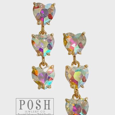 Triple Heart Rhinestone Earring