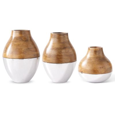 Silver &amp; Wood Vase
