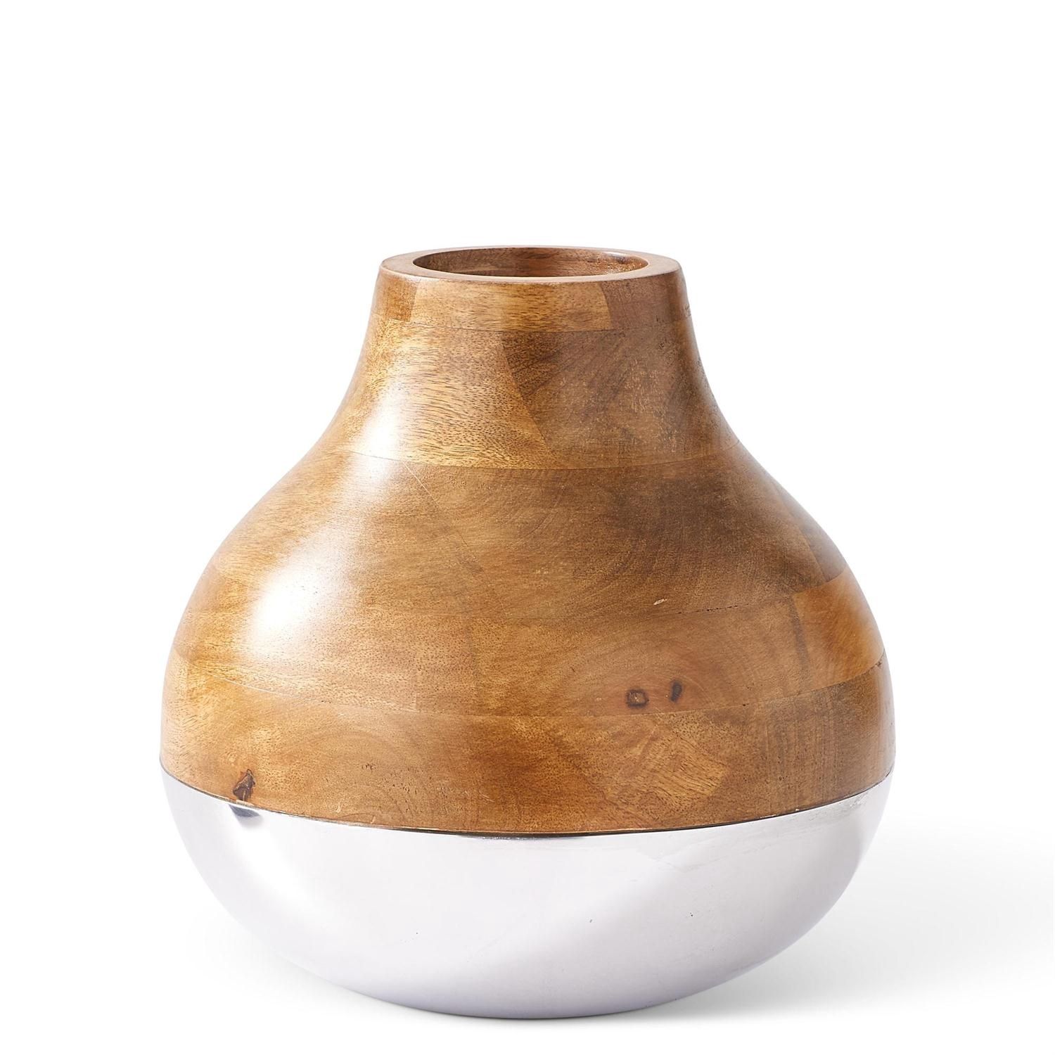 Silver &amp; Wood Vase, Size: Small
