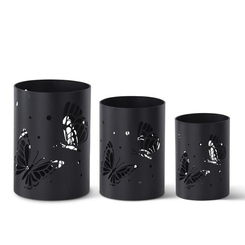 Black Butterfly Hurricane Lantern