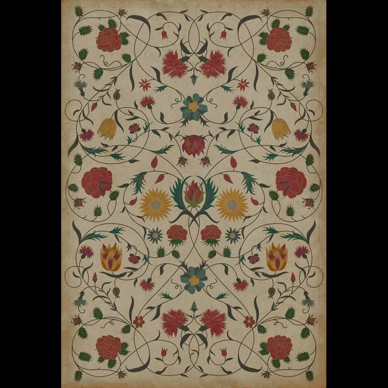 Vintage Vinyl Williamsburg 52x76 Rug- Floral Abigail