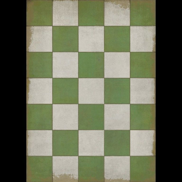 Vintage Vinyl Green Check Please 54x76 Rug