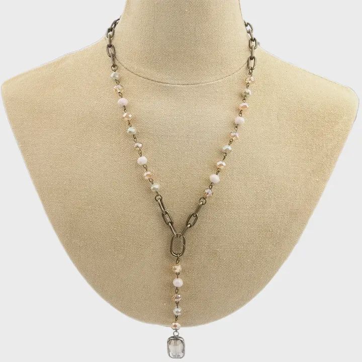 Champagne Honey Necklace with Square Pendant