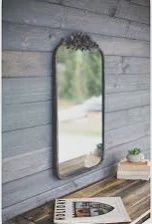 Rectangle Black Metal Floral Mirror