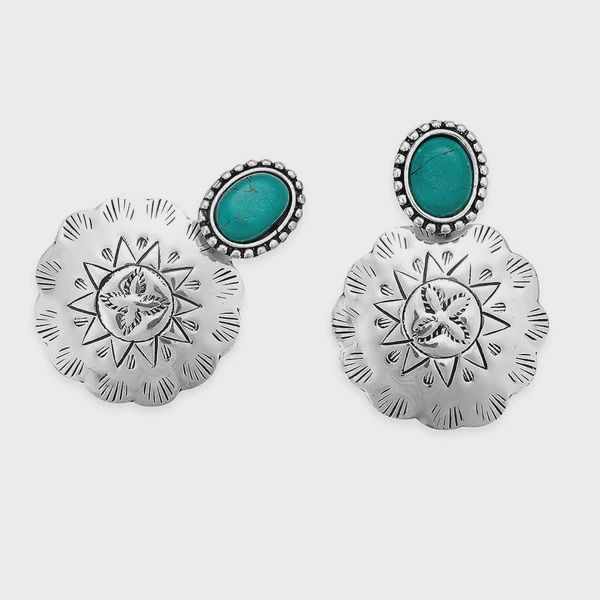 Brilliant Sun Turquoise Concho Earrings