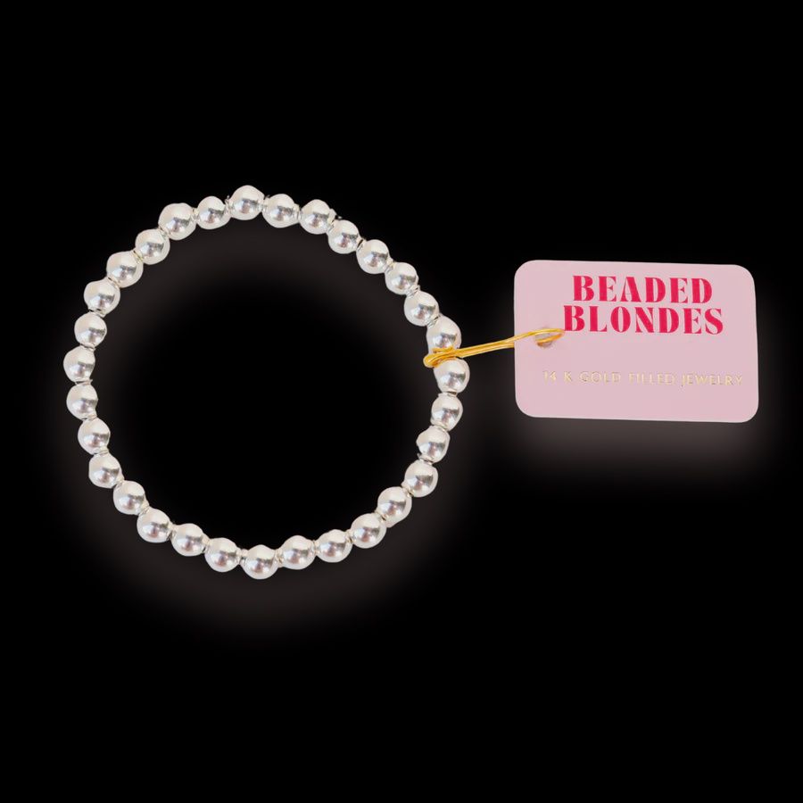 Beaded Blondes 6mm Silver Beaded Bracelet