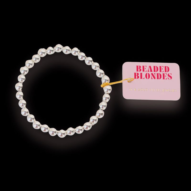 Beaded Blondes 6mm Silver Beaded Bracelet