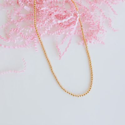 3MM Gold Beaded Necklace 18&quot; w/ Clasp
