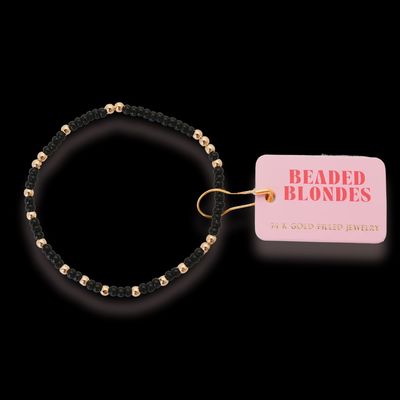 Men&#39;s Black Czech Glass Bracelet