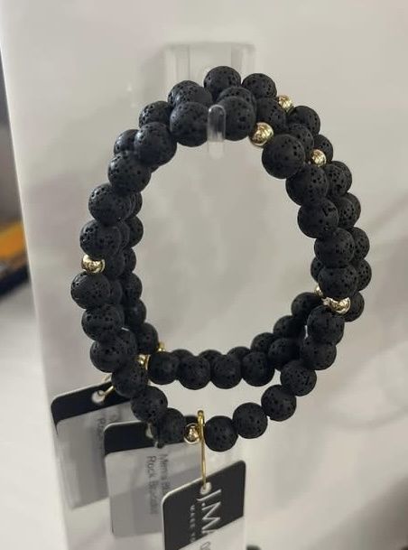 Men&#39;s Black Lava Rock Bracelet