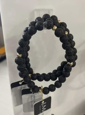 Men&#39;s Black Lava Rock Bracelet