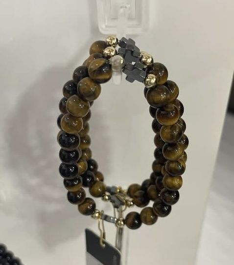 Men&#39;s Tiger Eye W/ Cross Bracelet